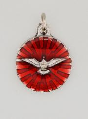 Medaglia Spirito Santo Smalto Rosso - 18 mm