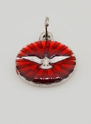 Medaglia Spirito Santo Smalto Rosso - 18 mm