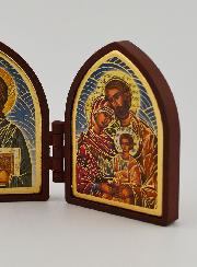 Icona Dittico Mini - Cristo Pantocratore e Sacra Famiglia