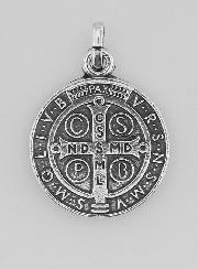 Medaglia di San Benedetto in Argento Placcato - 18 mm