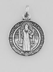 Medaglia di San Benedetto in Argento Placcato - 18 mm