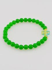 Bracciale Religioso Croce e Giada Verde