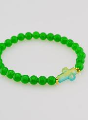 Bracciale Religioso Croce e Giada Verde