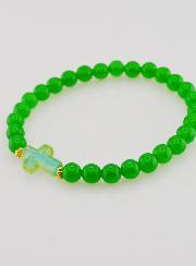 Bracciale Religioso Croce e Giada Verde