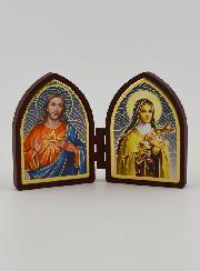 Icona Dittico Mini - Sacro Cuore di Gesù e Santa Teresa