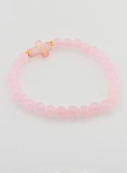Bracciale Religioso Croce e Giada Rosa