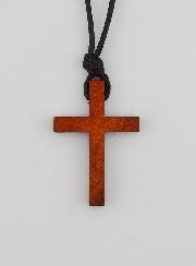 Croce in Legno & Cordoncino in Cuoio Regolabile