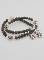 Rosario Artigianale - Labradorite, San Benedetto e San Michele