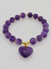 Bracciale in Pietra Naturale Cuore - Ametista