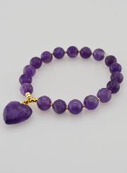 Bracciale in Pietra Naturale Cuore - Ametista