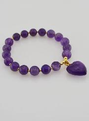 Bracciale in Pietra Naturale Cuore - Ametista
