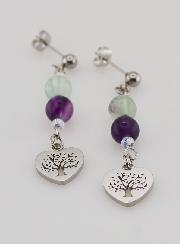 Orecchini Religiosi - Fluorite e Albero Della vita