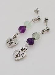 Orecchini Religiosi - Fluorite e Albero Della vita