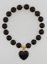 Bracciale in Pietra Naturale Cuore - Ossidiana