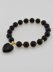 Bracciale in Pietra Naturale Cuore - Ossidiana