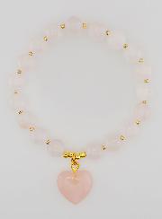Bracciale in Pietra Naturale Cuore - Quarzo Rosa