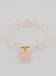 Bracciale in Pietra Naturale Cuore - Quarzo Rosa
