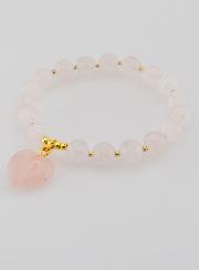 Bracciale in Pietra Naturale Cuore - Quarzo Rosa