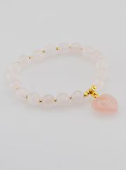 Bracciale in Pietra Naturale Cuore - Quarzo Rosa