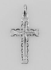 Ciondolo Croce Scolpita & Traforata in Argento