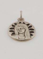 Medaglia Madonna con Petali in Argento - 16mm