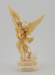 Statua San Michele in Alabastro Dipinto - 12cm