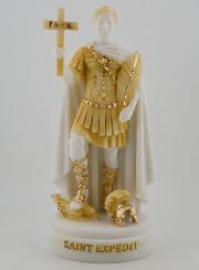 Statua Sant'Espedito in Alabastro Dipinto - 19cm