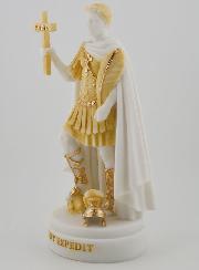Statua Sant'Espedito in Alabastro Dipinto - 19cm