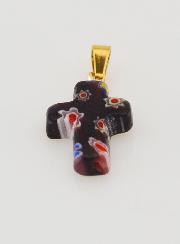 Ciondolo Croce Artigianale in Vetro - Nero