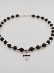 Collana Religiosa Agata Nera & Croce