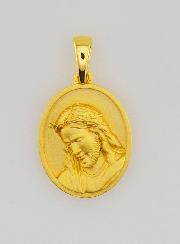 Medaglia di Gesù in Argento Dorato 18k - 16mm