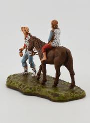 Statuina Santon Montanaro con Bimbo a Cavallo - 6cm