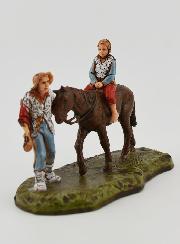 Statuina Santon Montanaro con Bimbo a Cavallo - 6cm