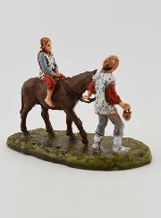 Statuina Santon Montanaro con Bimbo a Cavallo - 6cm