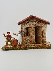 Statuina Santon Taverna con Cliente e Oste