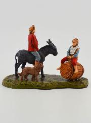 Statuina Santon Uomo con Asino & Bambino - 6cm