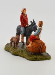 Statuina Santon Uomo con Asino & Bambino - 6cm