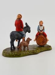 Statuina Santon Uomo con Asino & Bambino - 6cm