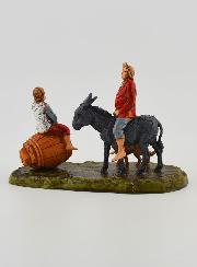 Statuina Santon Uomo con Asino & Bambino - 6cm