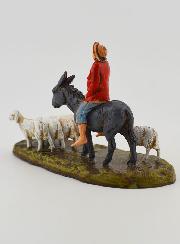 Statuina Santon Pastore con Asino & Pecore - 6cm