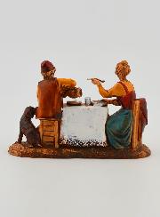 Statuina Santon Coppia a Tavola - 6cm
