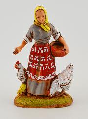 Santon Contadina con Galline - 6cm