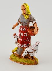 Santon Contadina con Galline - 6cm