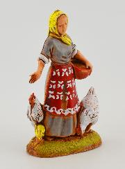Santon Contadina con Galline - 6cm