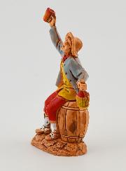 Statuina Santon Bevitore con Botte  - 6cm