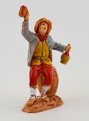 Statuina Santon Bevitore con Botte  - 6cm