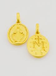 Medaglia Miracolosa in Argento Dorato 18k - 16 mm