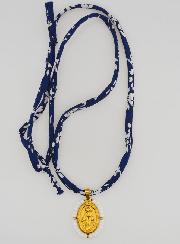Medaglia Miracolosa Perlata & Cordoncino Liberty Blu