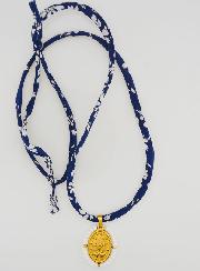 Medaglia Miracolosa Perlata & Cordoncino Liberty Blu