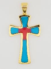 Pendente Croce 4cm - Blu e Rosso